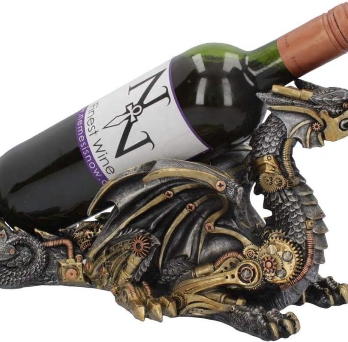 Wijnfleshouder "Guardian of the Grape", 20 cm, zilverkleurig