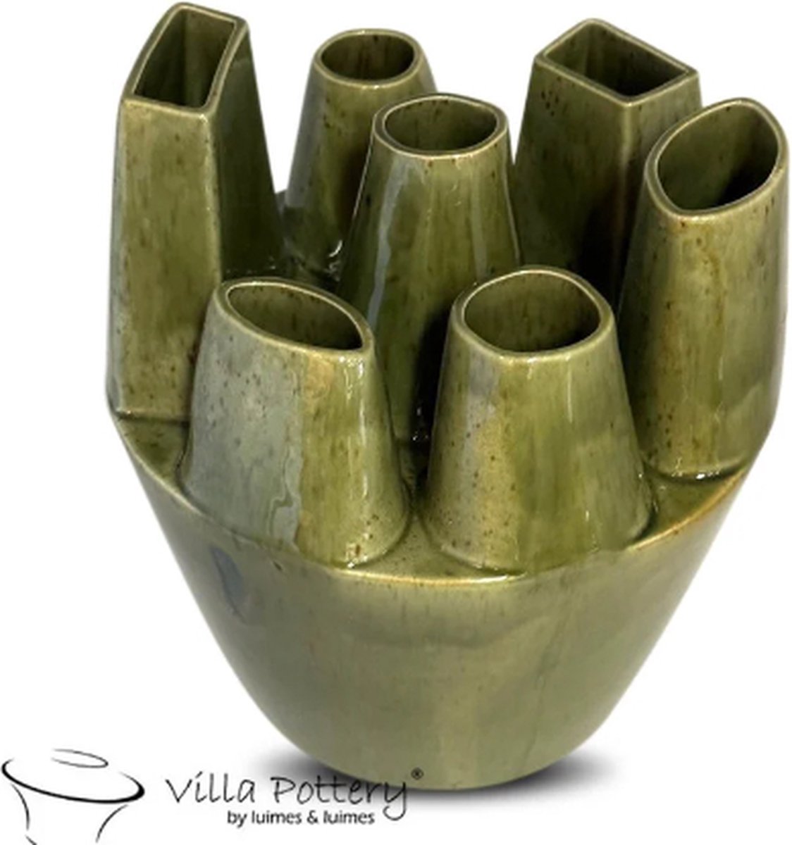 Irishflowers Vaas - Villa Pottery - Decoratie - Woondecoratie - Keramiek - Flowerpower 3_1 Green reactive Groen
