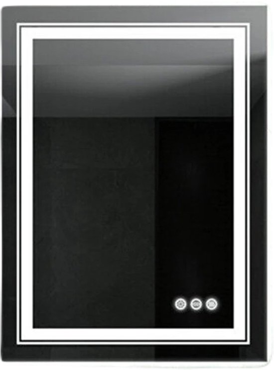 Bluetooth Badkamerspiegel 60x80cm, 45W LED, Anticondens, 3 Instelbare Kleuren Touchschakelaar Geheugenfunctie Geintegreerde Scheerstopcontact