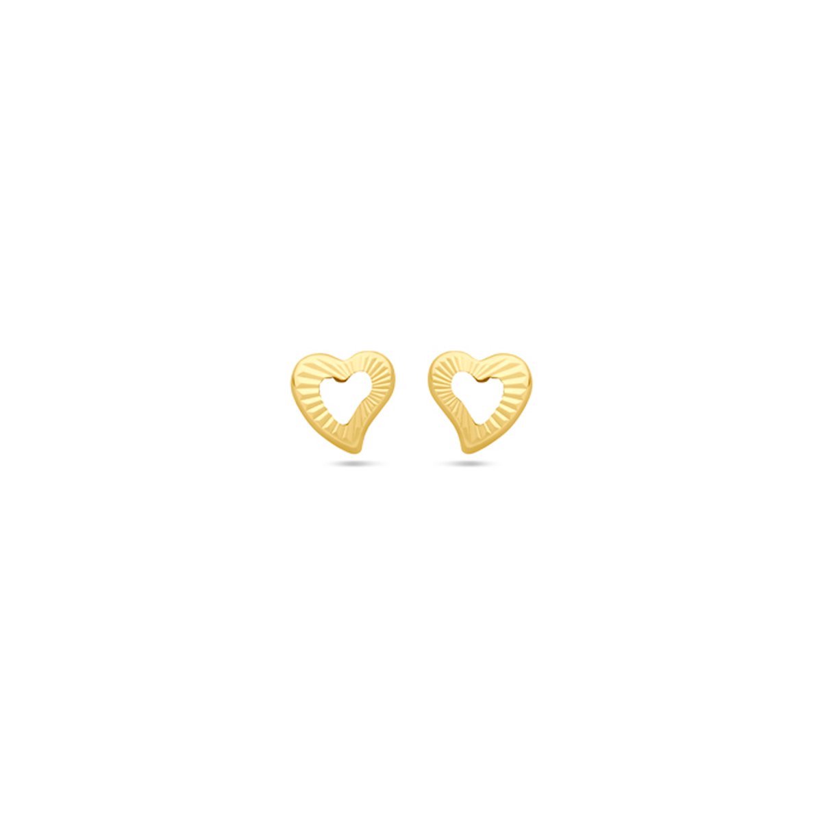 14K geelgoud oorknoppen hart 4,5 mm - 4032857