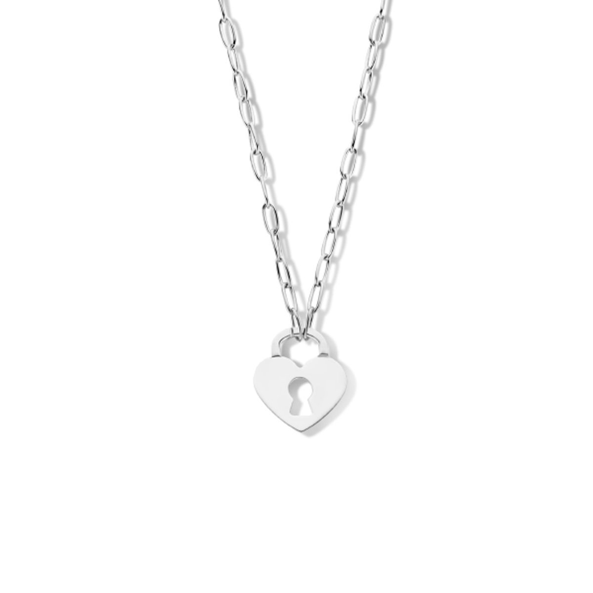 Collier Hart Slot 42 Cm Zilver Gerhodineerd