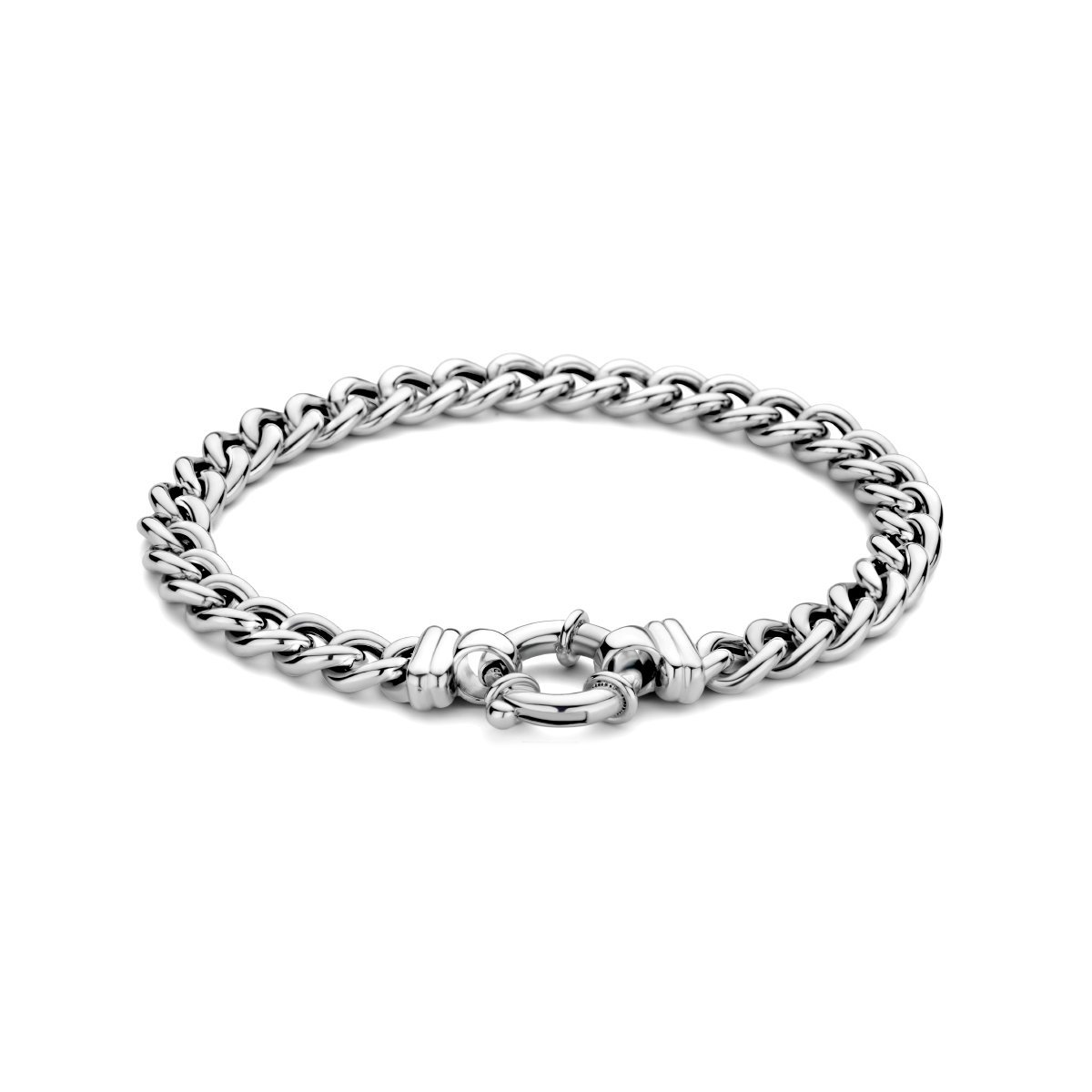 Zilver Gerhodineerd Armband Gourmette 7,0 Mm 19 Cm Met Groot Springslot 1336600