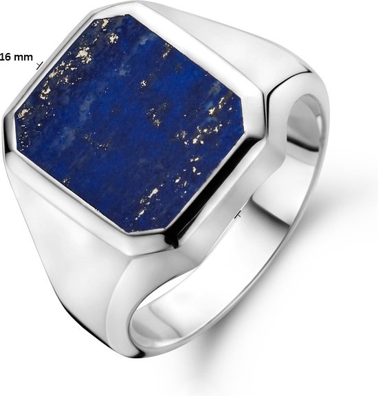 Chevalière Lapis Massief 13 x 11mm Argent Wit