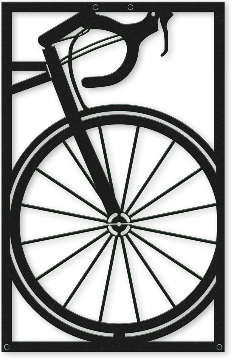 Lifestaal® Wanddecoratie industrieel - Wielrenfiets - Metaal - 35 x 22cm - incl. Ophangsysteem - zwart