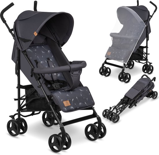 Lionelo Elia - Buggy - Lichte 7kg en Duurzame Kinderwagen - Paraplu Buggy - 5-Punts Gordel - Rijke set - Grote Mand - Muskietennet - Geschikt voor Kinderen tot 15 kg - Verstelbare rugleuning tot Ligpositie en voetensteun - van 6 maanden tot 5 jaar