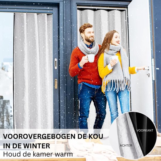 White-label® Deurgordijn - Polyester - 132x214cm - Zwart — afbeelding 3