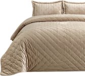 Oneiro’s luxe HEIDI Beddensprei Beige + 2 x kussenhoes - 220x240 cm – bedsprei 2 persoons - beige – beddengoed – slaapkamer – spreien – dekens – wonen – slapen