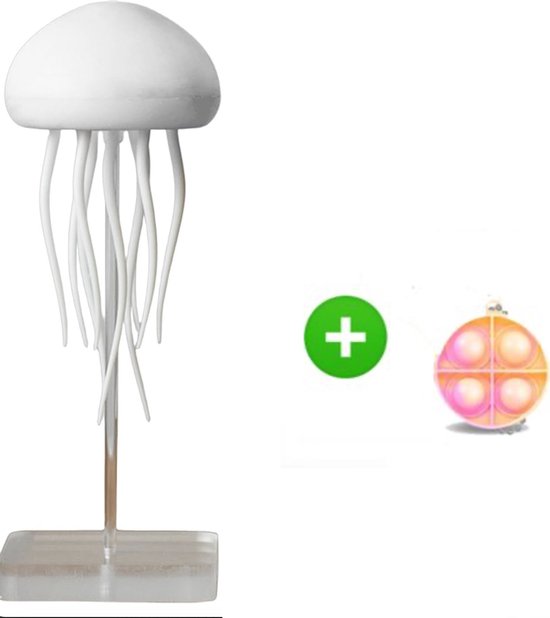 Jellyfish Lamp Inclusief Pop It Sleutelhanger - Lavalamp met Kwallen - Nachtlampje Kinderen en Volwassenen - Lava lamp - Multi- Color Lamp - Tafellamp - LED lamp - Nachtlamp - Kerst - Tiktok Made Me Buy This - Trendy Viral Lamp - Mood van Merkloos — afbeelding 2