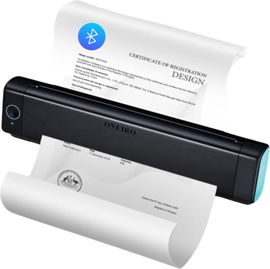 ONEIRO PRO O30F Draagbare Bluetooth printer Zwart / gr - A4 - Thermal printer - all in one - draagbaar - compact - kantoor - school - printen - draadloos - bluetooth