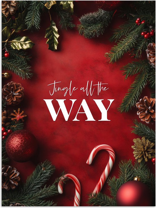 Poster 60x80 cm - Kerst - Quote - Rood - Kerstballen - Posters - Kamer decoratie - Wanddecoratie woonkamer - Kerstdecoratie voor binnen - Kerstversiering - Kerstmis versiering in huis - Kerstaccessoires