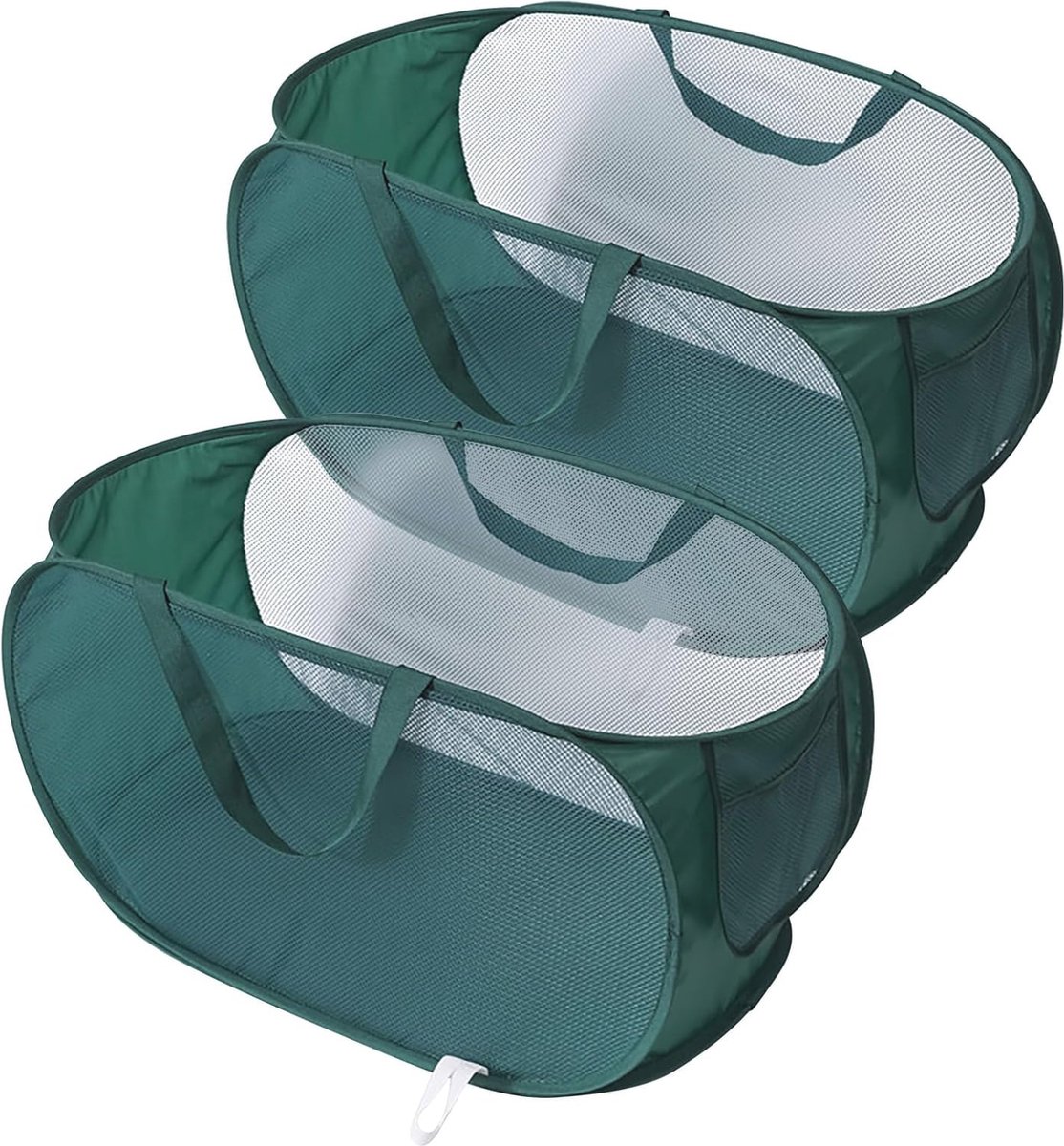 Goedkoopste Opvouwbare Wasmanden - 2 Stuks Pop-up Opbergmanden met Zijvak - Grote Wasmand voor Kleding