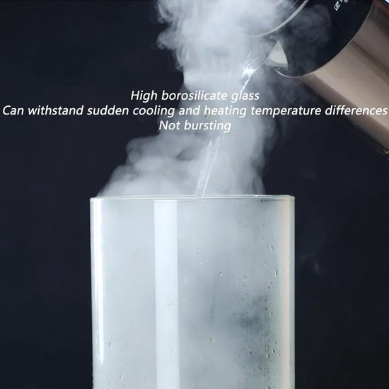 Glazen drankdispenser op houten standaard met roestvrijstalen kraan, glazen glazen pot met waterkan voor warm/koud sap, bier, ijsthee, ijsthee, limonade ,5L