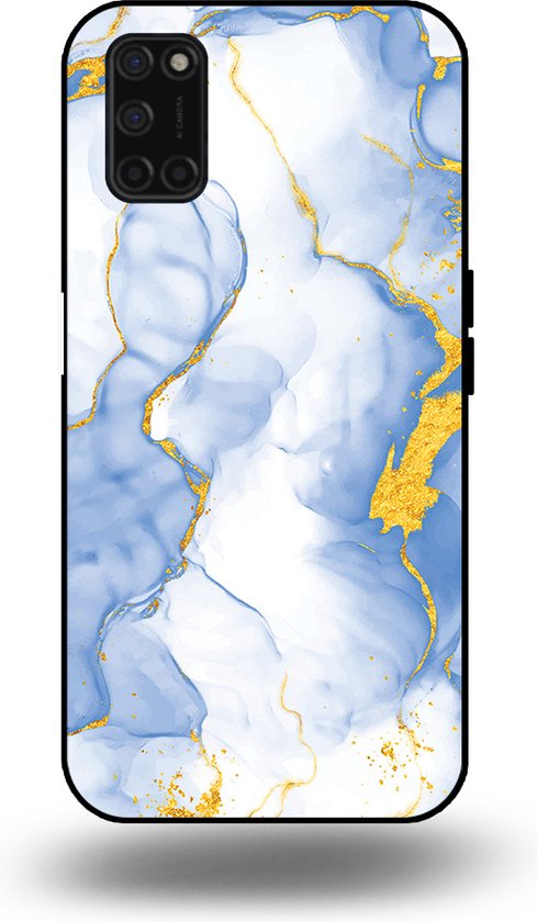 Smartphonica Coque de téléphone adaptée pour OPPO A52 / A72 4G / A92 avec imprimé marbre Goud clair or – Coque arrière en TPU Design marbre bleu clair or adaptée pour Oppo A52 ; Oppo A72 ; Oppo A92