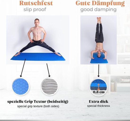 Grote Antislip Sportmat voor Thuis Gym - 200 cm, Hypoallergeen en Duurzaam — afbeelding 5