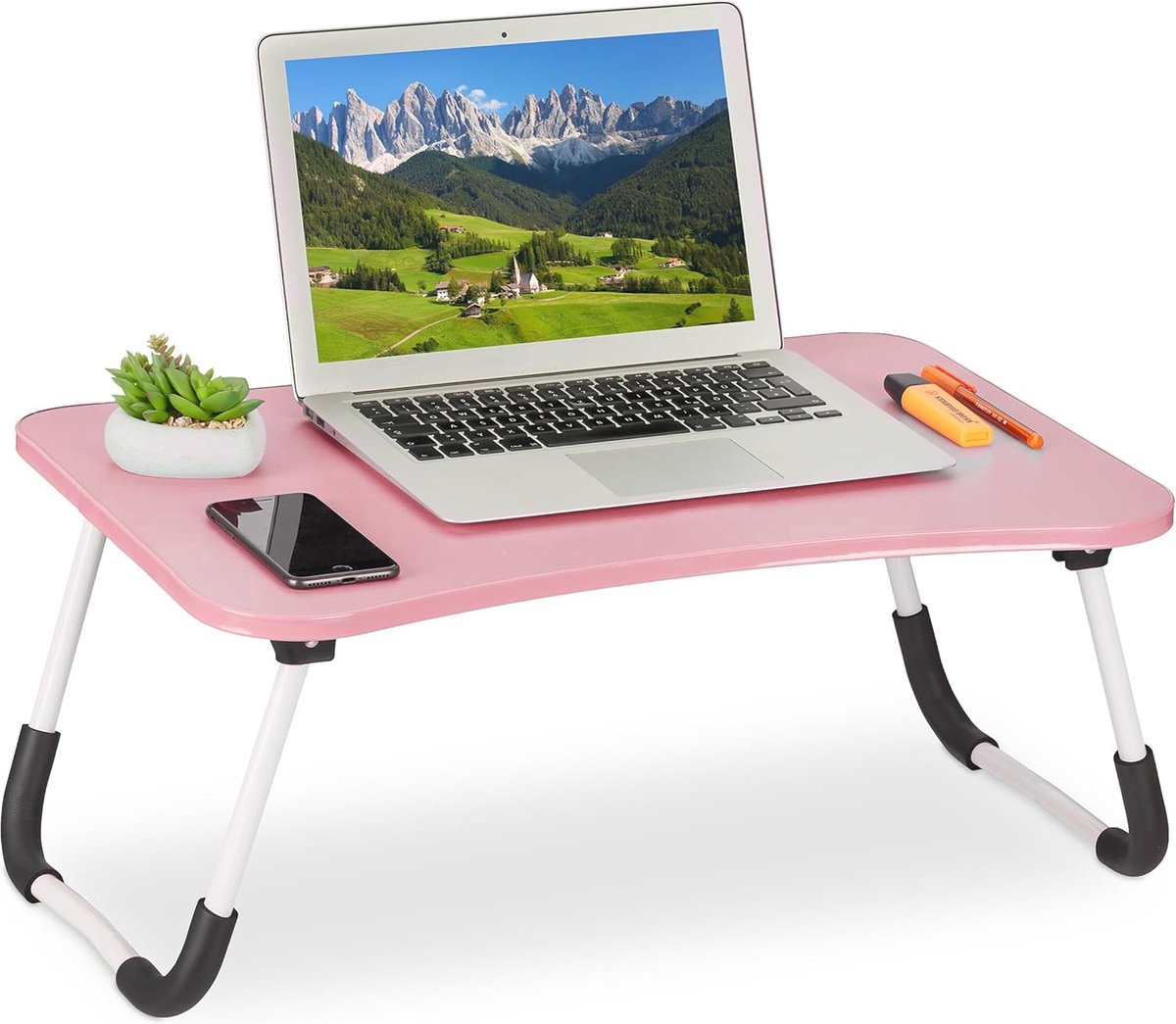Inklapbare laptoptafel voor bed en bank - Roze - 26x63x40 cm