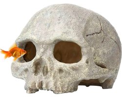 Primate Skull Schuilplaats - Terrarium Decoratie - Gesimuleerde schedeldecoratie - decoratie van aquarium - 10.5 x 12.5 x 9.5 cm