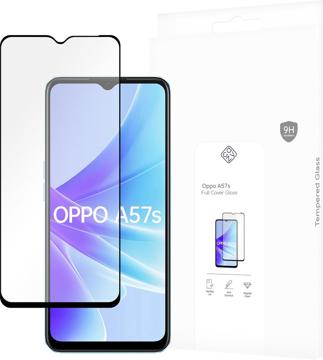 Cazy screenprotector geschikt voor OPPO A57s - Screenprotector Full Cover Gehard Glas