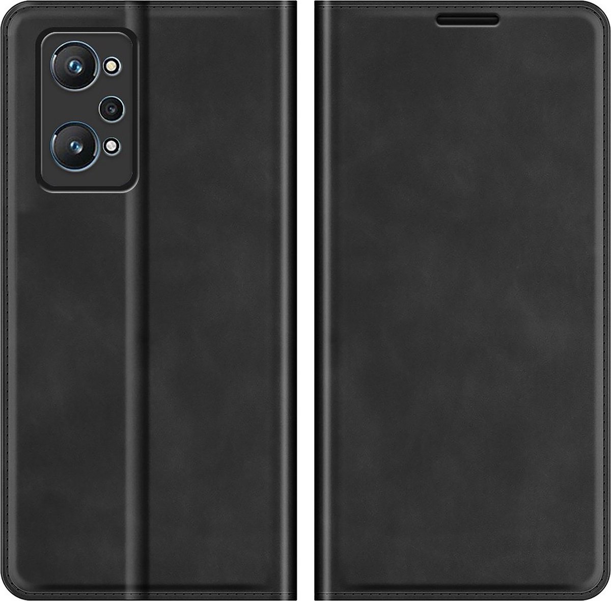 Cazy hoesje geschikt voor Realme GT2 - Hoesje met Pasjeshouder - Luxe Book Case - Zwart