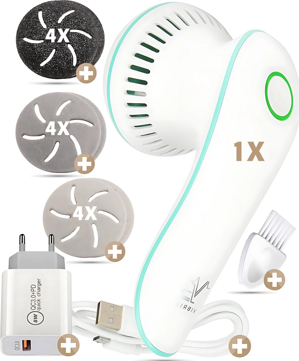 Goedkoopste Vibrix® 3.0 set 4 sets vijlschijven - Elektrische eelt verwijderaar met stofzuigsysteem - Krachtigste motor op de markt - USB oplaadbaar - Professionele eeltverwijderaar - Voetvijl