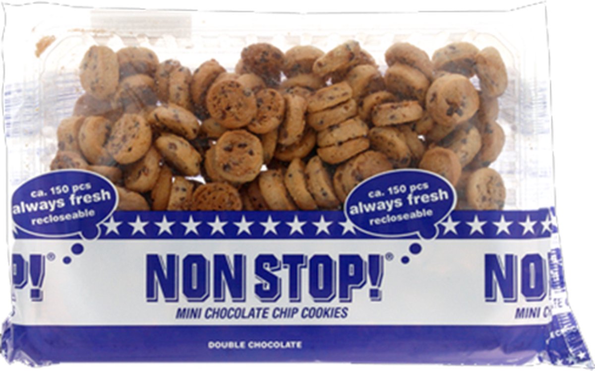 Non Stop - Mini Chocolate Chip Cookies - 600 Gram - Grootverpakking - Bite Size Cookies - American Cookies
