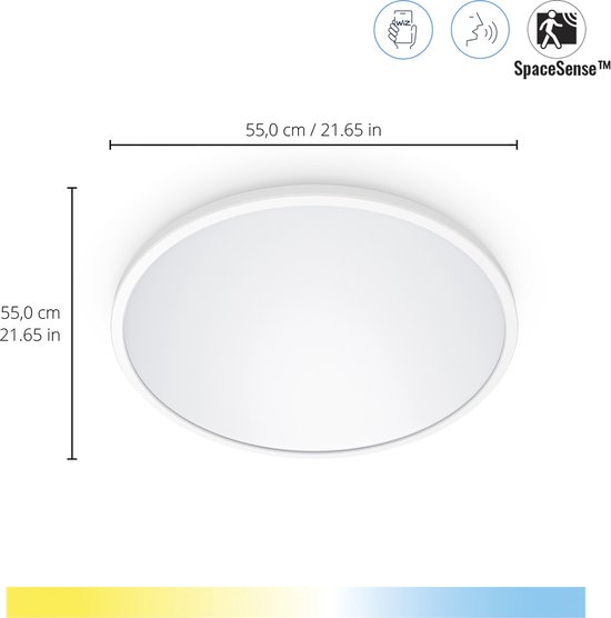 Wiz Superslim 22W Beyaz Sıva Üstü Rgb Akıllı LED Yuvarlak Panel Tavan Armatürü 4