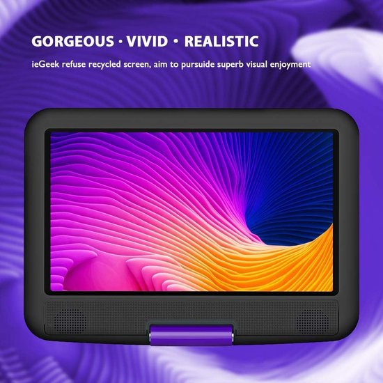 ieGeek 11,5" draagbare dvd-speler - 9,5" oogbeschermend scherm - oplaadbare batterij met een gebruiksduur van 5 uur - met USB-poort van ieGEEK — afbeelding 2