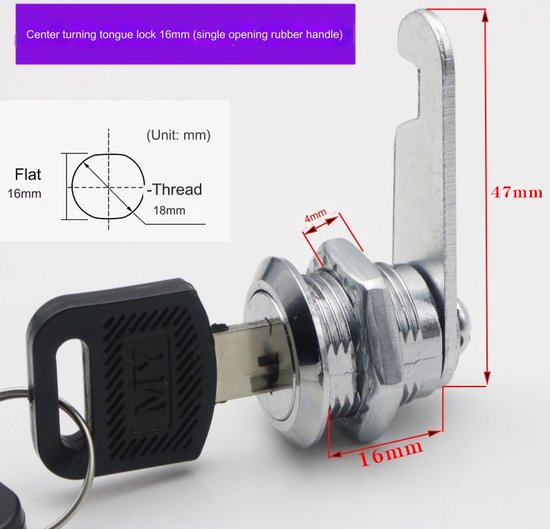 Brievenbusslot-10 stuks-Cilinder Locker slot - 16mm -Brievenbus slot - Meubel slot - Lade slot - 2 sleutels-Veiligheidsslot met sleutels-Mailbox deur