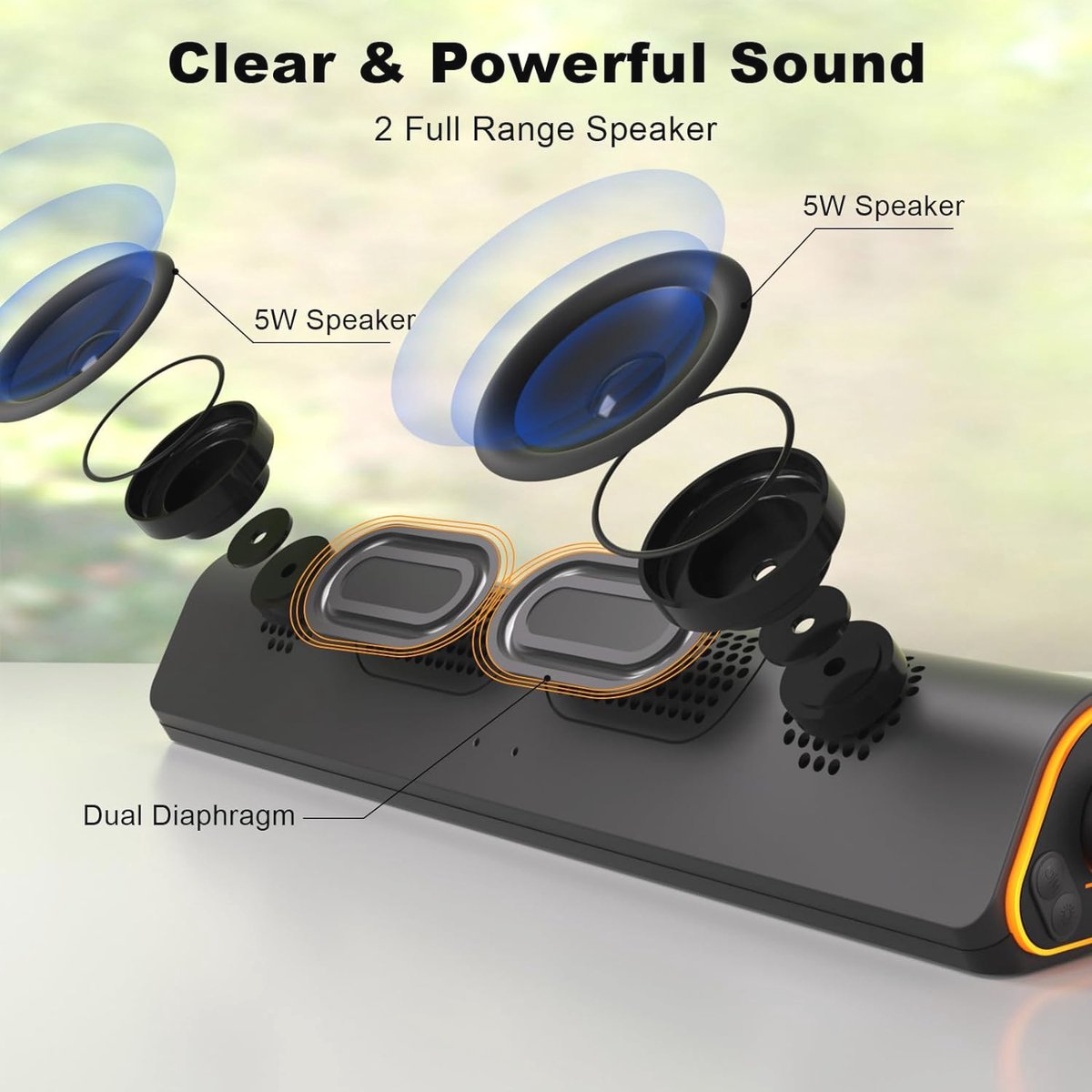 Bluetooth Stereo Soundbar met Kleurrijke Verlichting - afbeelding 3