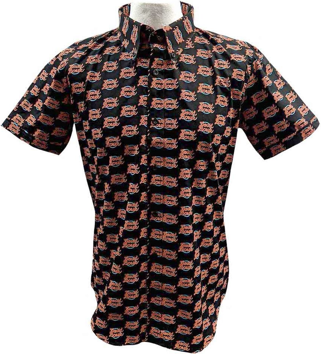 David Bowie - Logo Pattern Shirt - 2XL - Zwart