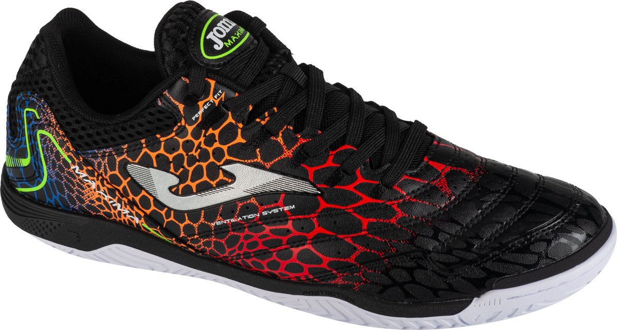 Zwarte Joma Maxima 2431 IN indoorschoenen voor mannen, maat 44, met kleurrijke details en synthetisch leder.