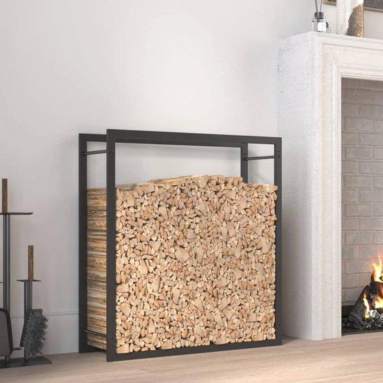 Brandhoutrek Rechthoekig 80x150x25 cm Donkergrijs Staal ML-Design