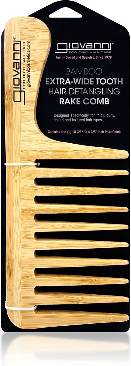 Giovanni Cosmetics - Bamboo – Extra Grote Brede Tand - Haar-ontklittende Haarkam voor alle haartypes