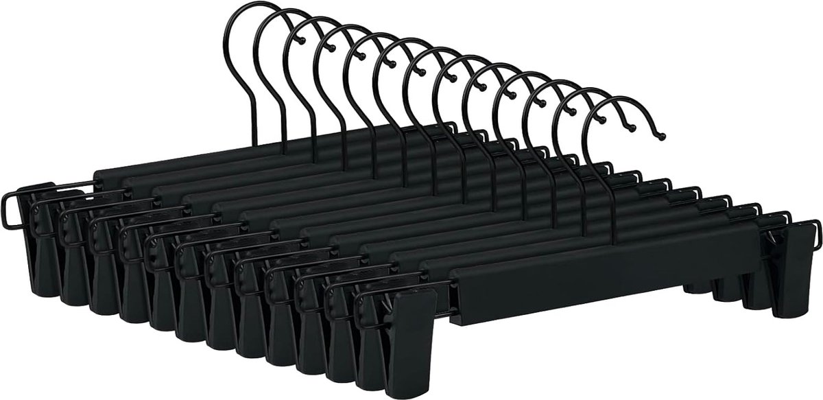 JGS ® Ruimtebesparende Kledinghangers Set van 10 met Verstelbare Clips voor Broeken en Rokken