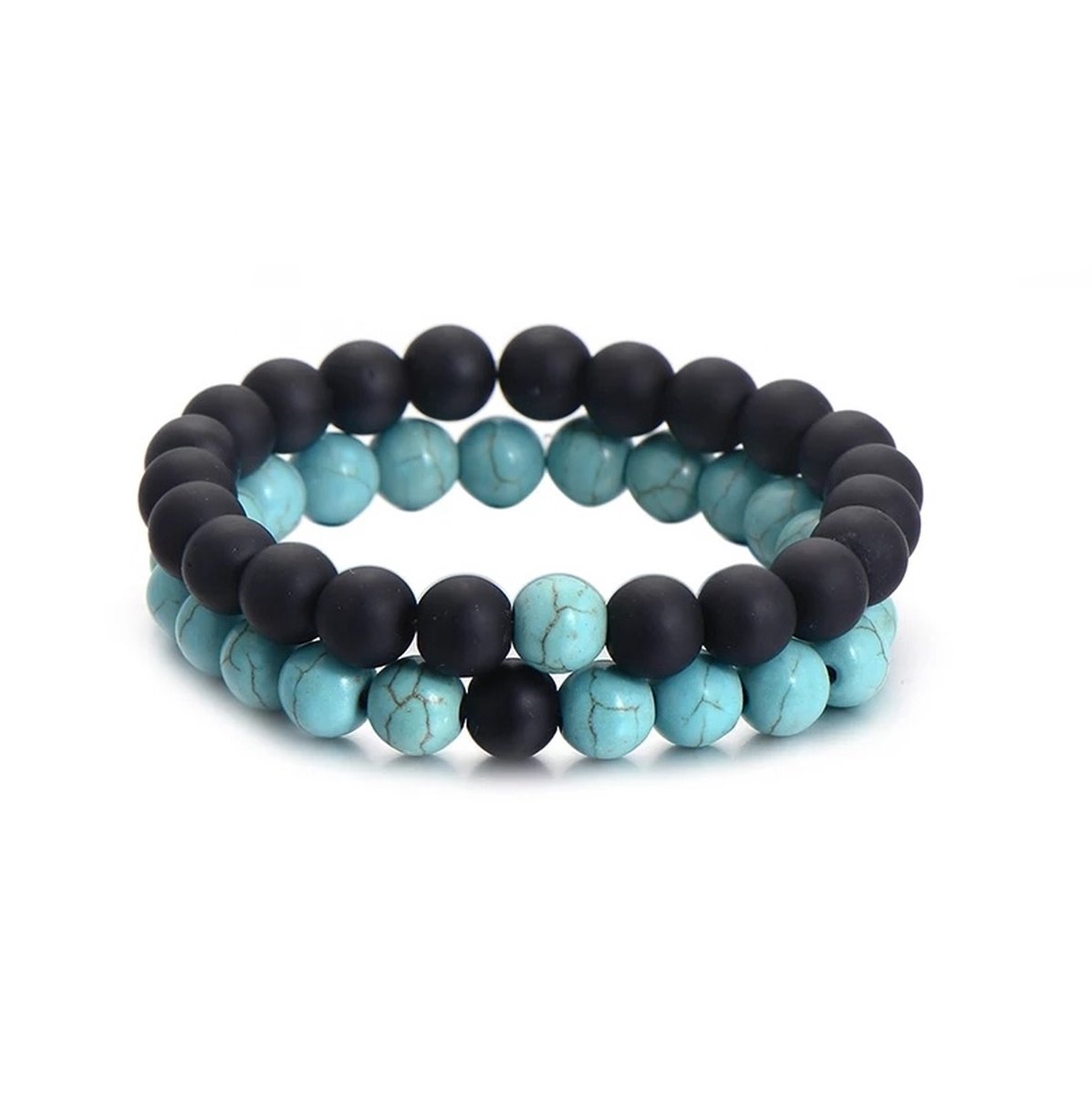 Vriendschapsarmbanden Set – Zwart & Turquoise – Moederdag cadeau