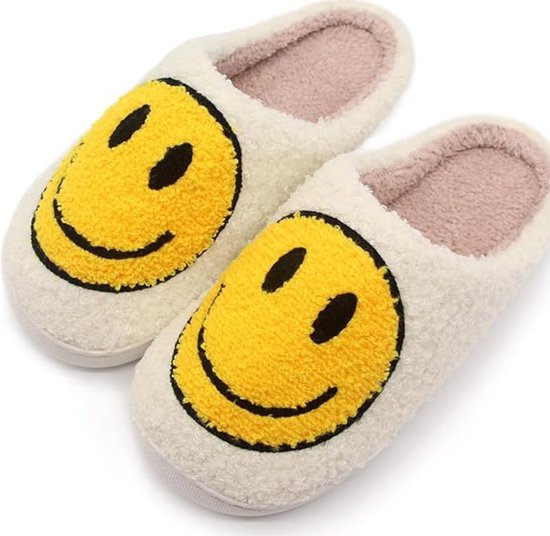 kinder pantoffels - sloffen - smiley pantoffels - meisjes en jongens - geel maat 34/35
