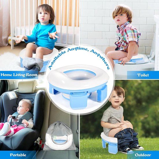 Kindertoilet, opvouwbaar potje voor onderweg, babypotje met opbergtas