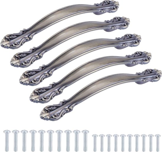 SYZOW 6 Stuks Vintage Meubelgrepen – Zinklegering, Antiek Brons, Gatafstand 96 Mm, Voor Keukenkasten En Laden
