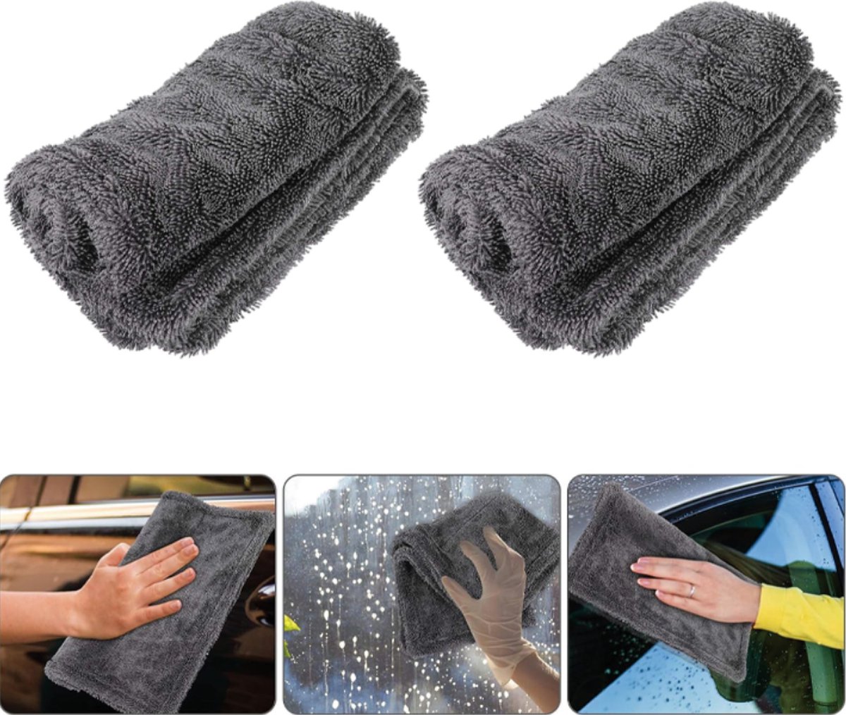 Goedkoopste Auto Microvezeldoek - Superabsorberende Microvezeldoek - Auto Microvezel Handdoek - Microvezelreinigingsdoeken Voor Autowassen - Voor Autowas, Reiniging Thuis En Voor Het Drogen Van Huisdieren - 50x80 Cm - Grijs 2 Stuk