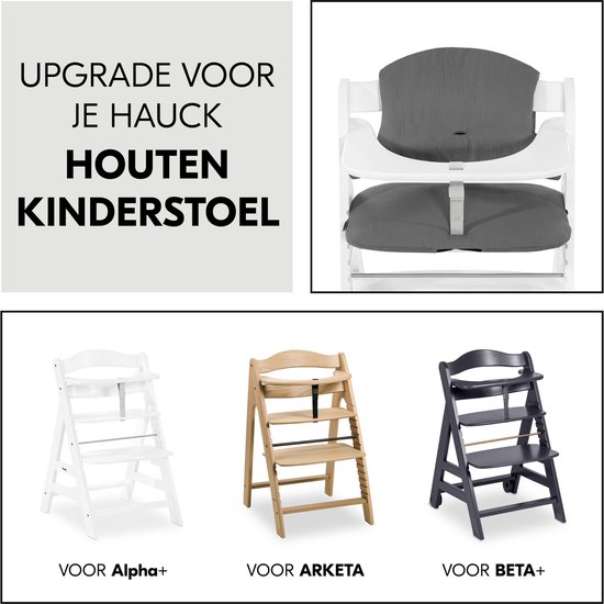hauck Highchair Pad Select - Hoogwaardige kussenset voor de hauck kinderstoel - Muslin Dark Grey — afbeelding 2