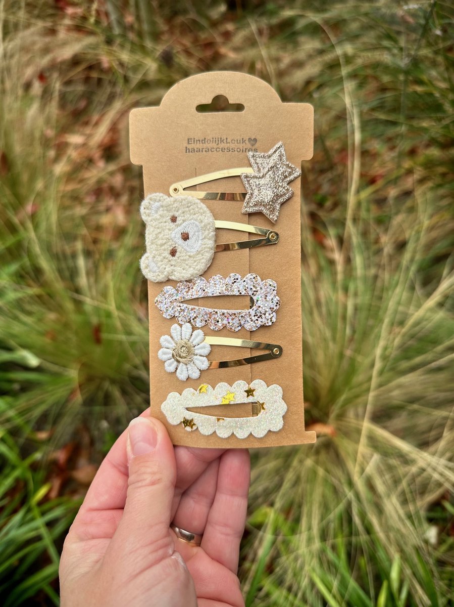 Haarspeldjes voor meisjes - Haaraccessoires meisjes - Haarspeldjes voor meisjes en baby's - Haarknipjes - Haarclips - Handgemaakte haaraccessoires – Haaraccessoires Kerst – Glitters – Kerst – Haarspeldje Beer