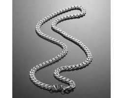 Cuban Link Heren Ketting Zilver kleurig - Staal - 7mm - Dikke Schakels - Kettingen - Schakelketting - Vaderdag Cadeau Geschenk - Mannen Cadeautjes Accesoires