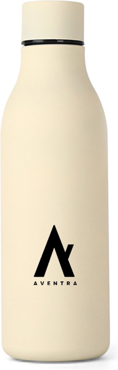 Aventra® Waterfles / Thermosfles | 550ml | Creamy White | Rubber Omhuizing & Roestvrijstaal | Lekvrij & Dubbele Muurisolatie | Straight Cup Design | Milieuvriendelijk & Duurzaam