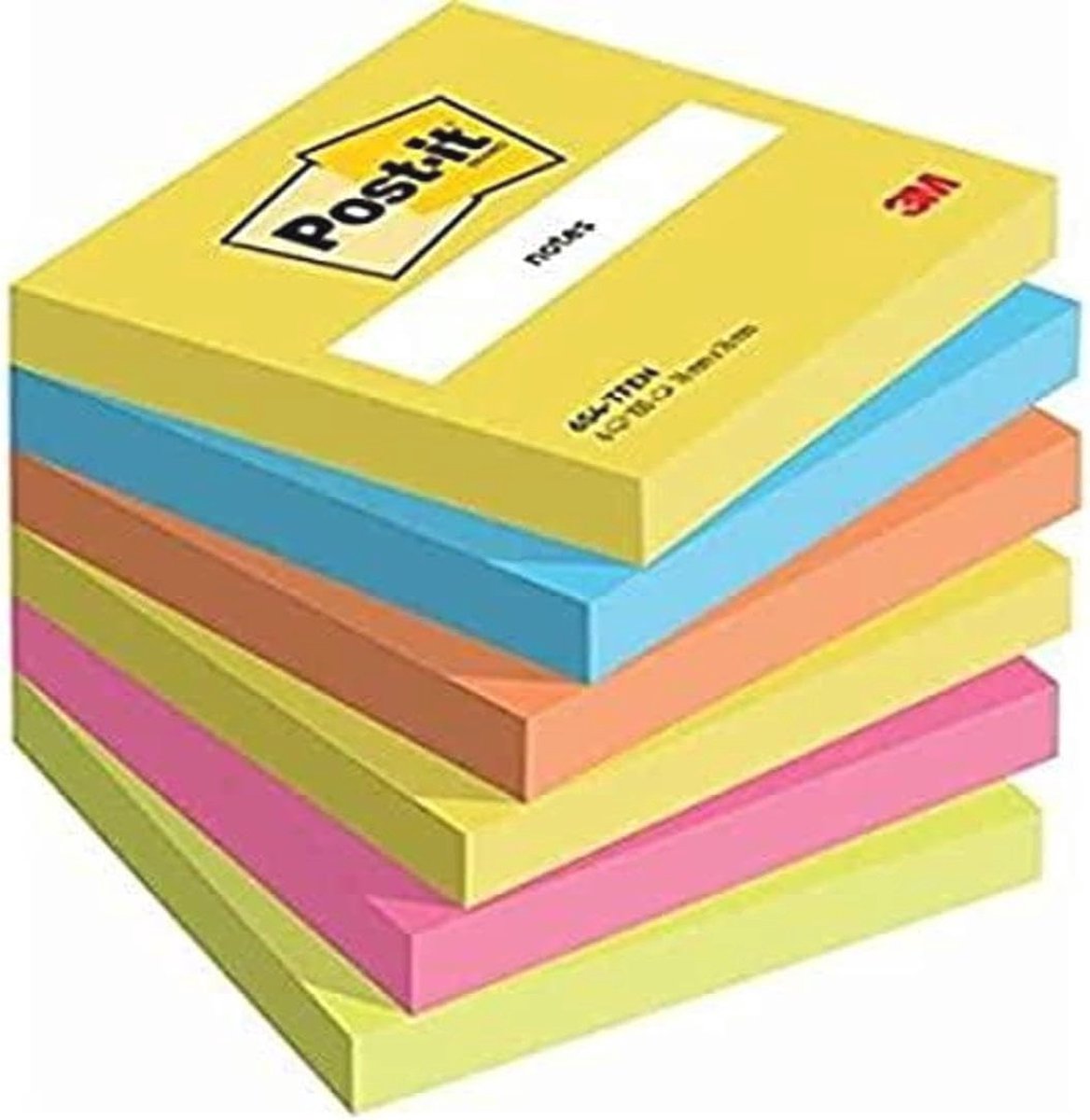 Kleurrijke Super Sticky Notities, 100 vel, 6 blokken, 76 x 76 mm