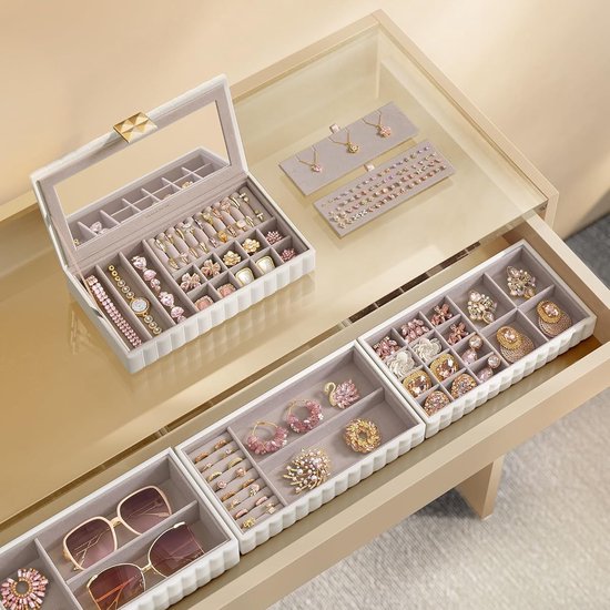 MIRA Home - Sieraaddoos - Leer - Wit - 17x28x20.5