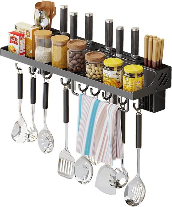Spice Rack Wall Mounted Stainless Steel Self-Adhesive No Drilling with ...