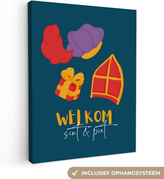 Toile Peinture Saint Nicolas - Citation - Saint Nicolas - 30x40 cm - Décoration murale Saint Nicolas - Décoration Saint Nicolas - Décoration Saint Nicolas Cadre Bois