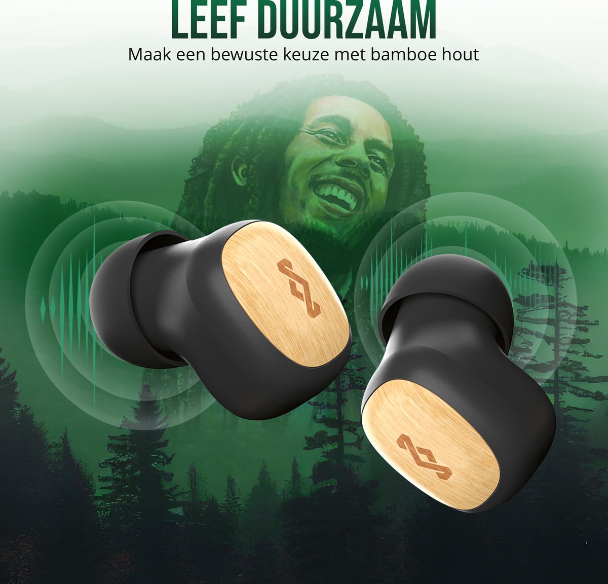 House of Marley Smile Jamaica TWS Draadloze oordopjes - Bluetooth - 14 uur Batterijduur - Met Microfoon - Oortjes Draadloos - Gemaakt van Duurzame Materialen - Zwart – foto 8