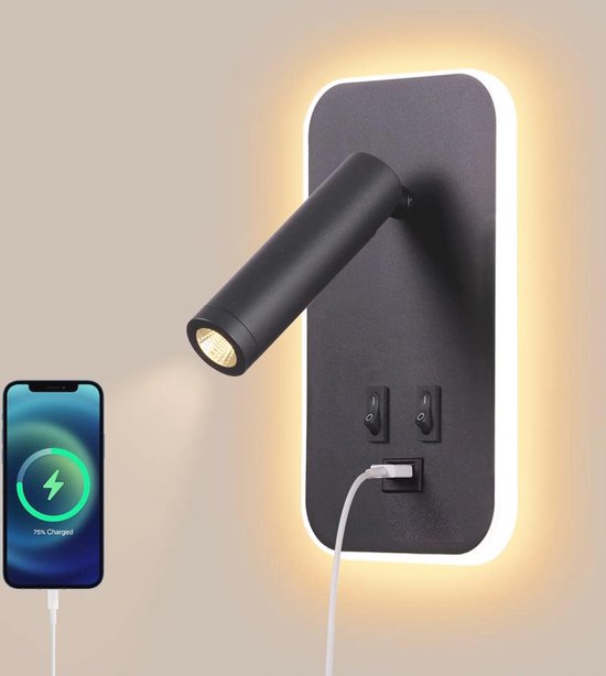 LED Bureau Lamp - Met Draadloze Oplader en USB Oplaadpoort - Touch Bed LED Bureau Lamp - Met Draadloze Oplader en USB Oplaadpoort - Touch Bed