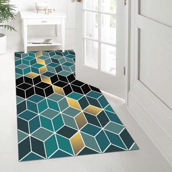 Buatisf Tapijtloper keukenmat, antislip, wasbaar, modern, blauw, anti- vermoeidheid, keukentapijt, absorberende keukenloper voor keuken, eetkamer, wasruimte