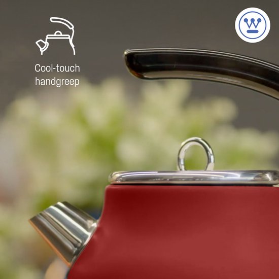 Westinghouse Lighting Retro Water Kettle with Temperature and Water Level Indicator, with Lime Filter and Overheating Protection, 1.7 Litres Red, WEKR1